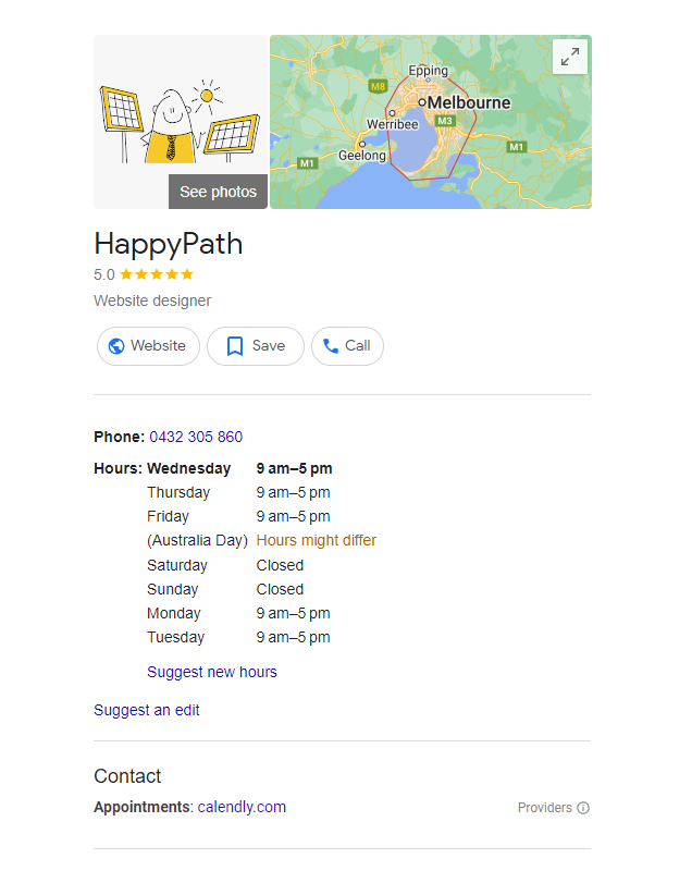 The Google Knowledge graph on a search results page