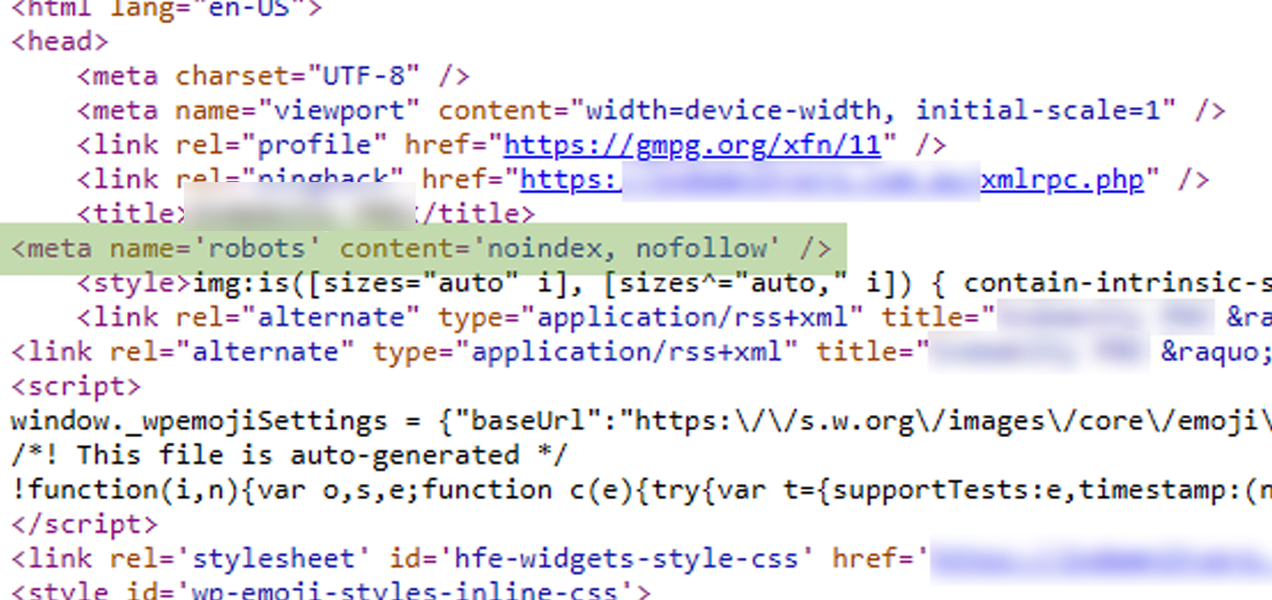 This line of code tells search engines to ignore the website
