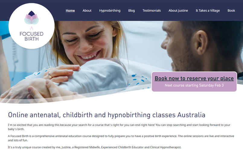 A happypath website - A Focused Birth