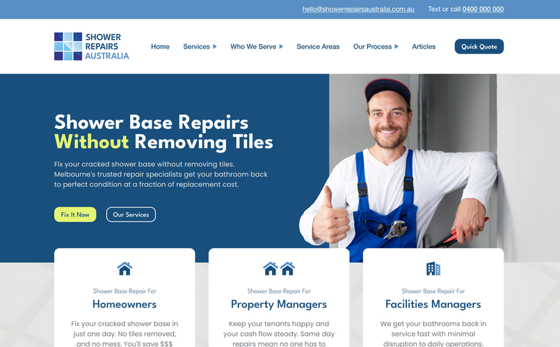 A happypath website - Shower Repairs Australia