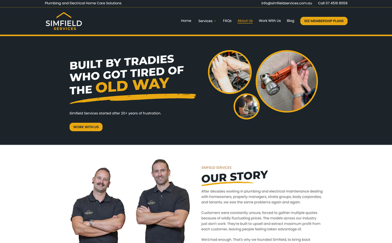 A happypath website - Simfield Services